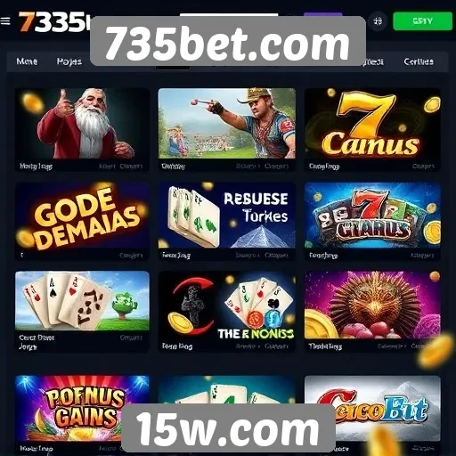 Variedade de jogos disponíveis em 735bet.com